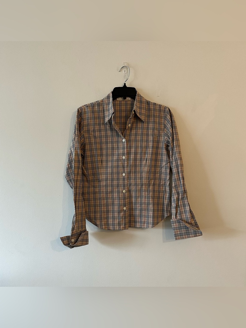 Vintage Burberrys Nova Check Plaid Beige Tan Button Down Top Blouse M Preppy
Go